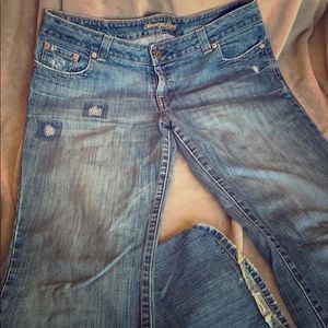 American Eagle boy fit distressed flare leg jeans